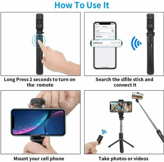 Selfie Stick Tripod Remote Desktop Stand Cell Phone Holder For    US