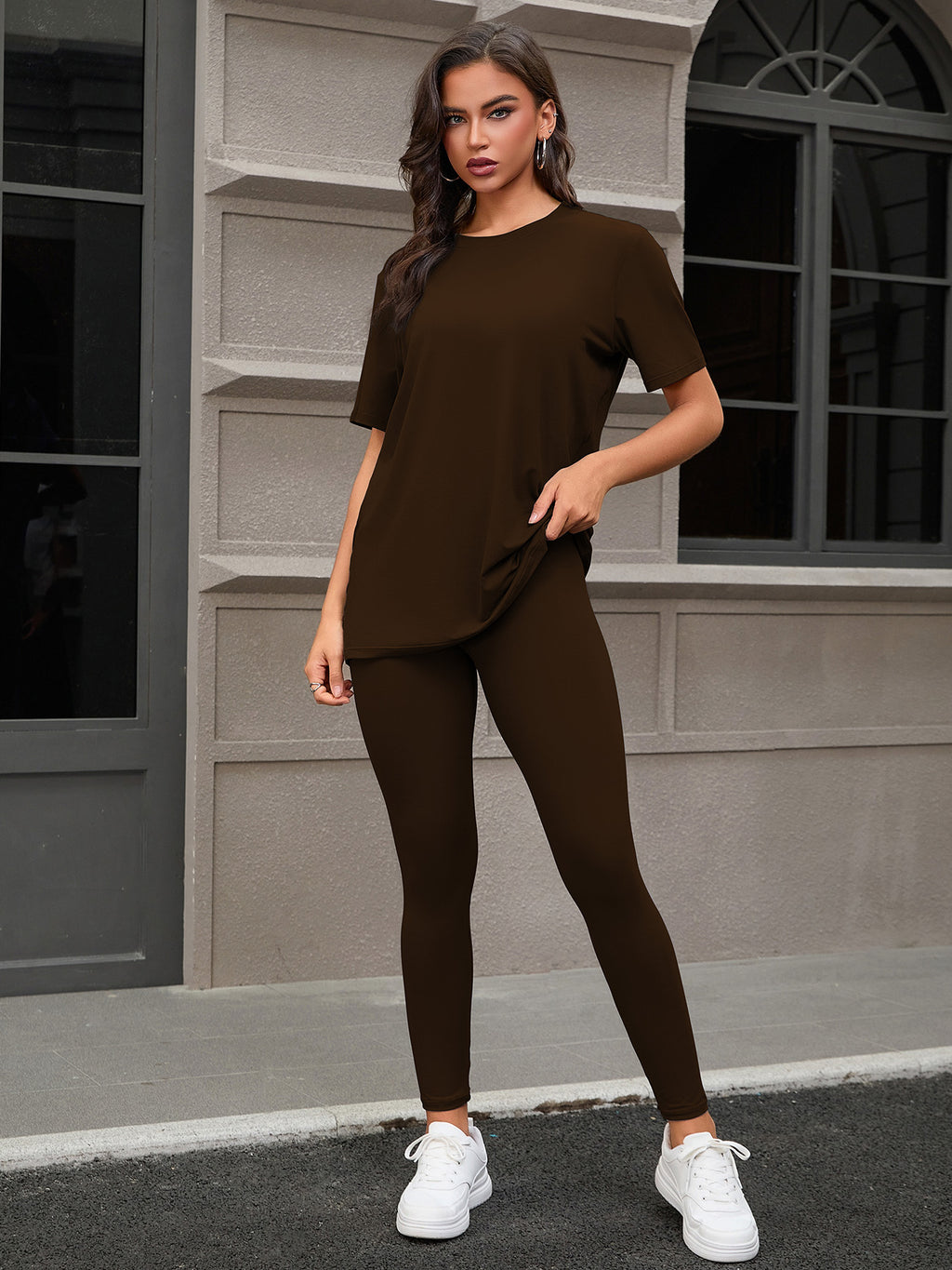 Three Piece Set, Round Neck Short Sleeved Top And Shorts And Pants Set, Sports And Casual Clothing