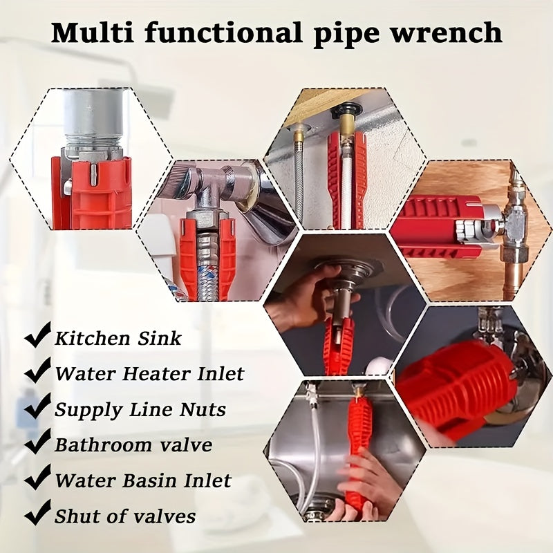 Sink Faucet Installer Tool,14-in-1 Faucet Wrench,Multi-functional Pipe Wrench,Bathroom Plumbing Installation & Repairs Wrench For Small Space Toilet Kitchen Bathroom Toilet Sink.
