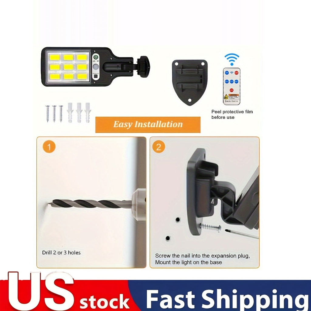 6 Packs Solar Powered Motion Sensor Outdoor Garden Light With 108 COB LED Lights