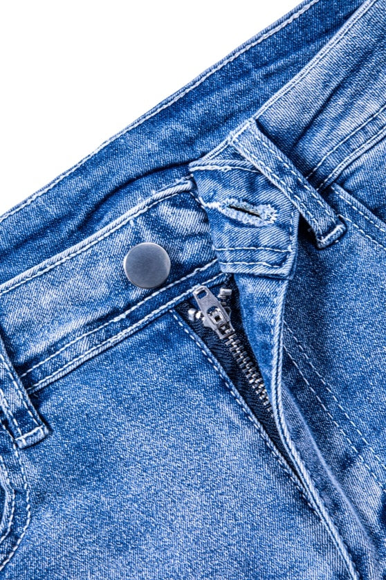 Womens Mid-High Rise Ripped Jean Shorts Distressed Stretchy Denim Shorts