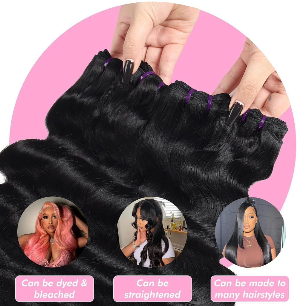 Human Hair Bundle Extensions Body Wave Natural Color