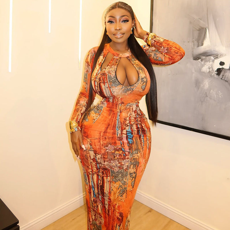 Round-neck Long-sleeve Retro Trendy Dress