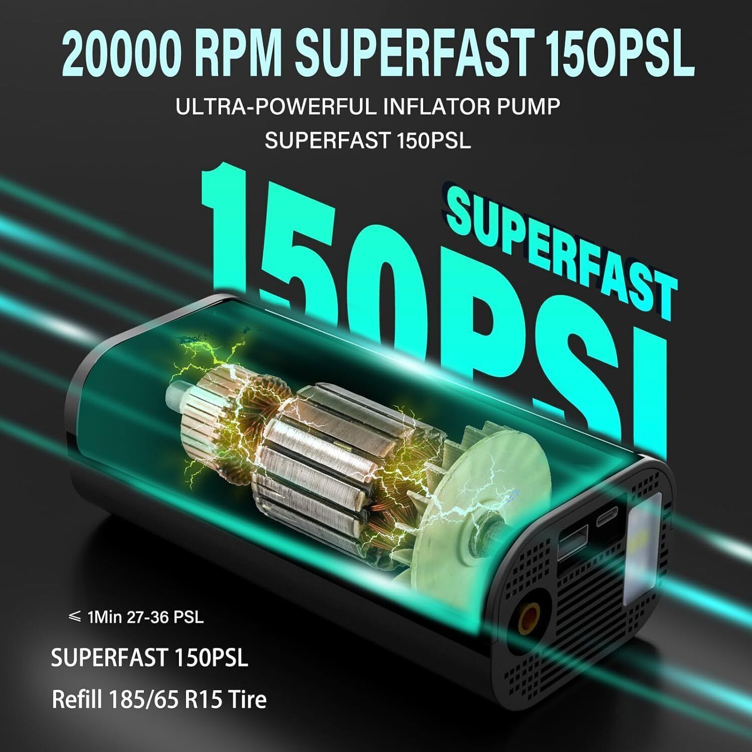 150 PSI Tire Inflator Car Air Compressor Electric Portable Auto 12V Air