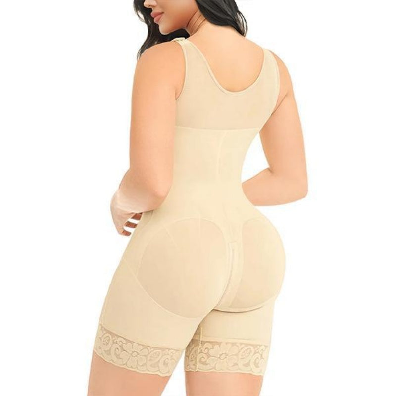 Colombian Women's Full Coverage Zipper Crotch Compression Body Shaper After Tummy Tuck And Butt Lift Surgery