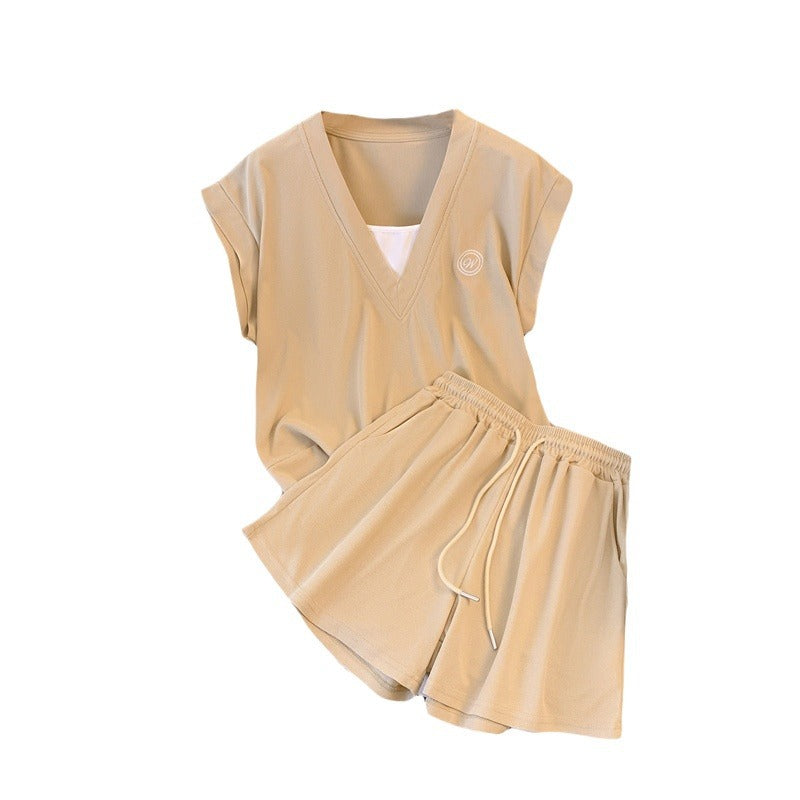 Casual Two-piece Set Sleeveless Top And Shorts